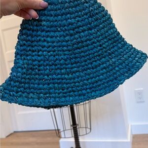 Handcrafted Teal Straw Hat